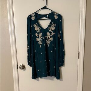 Free people Embroidered Teal Women's dress